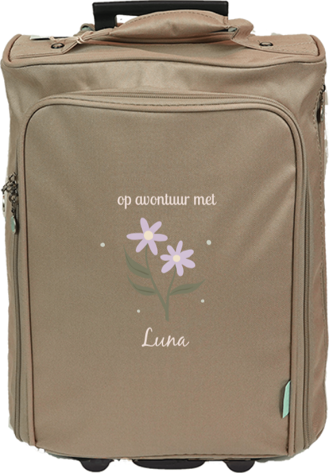 Kindertrolley met naam en bloemetjes