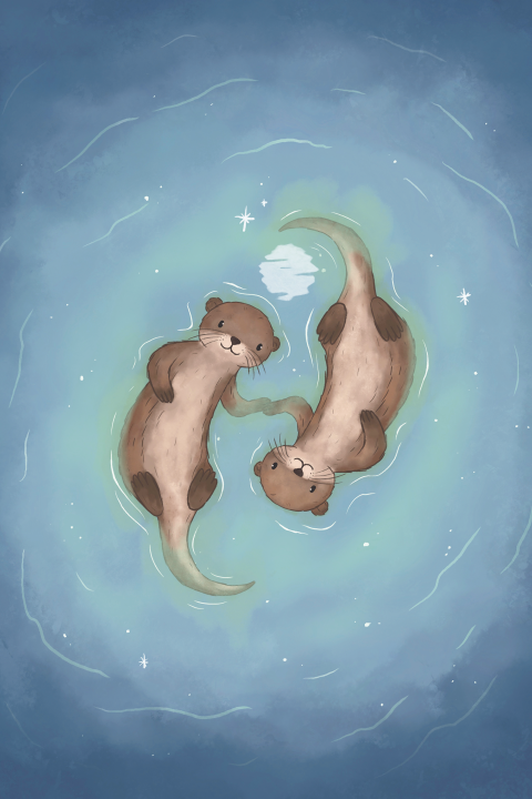 Wenskaart otters