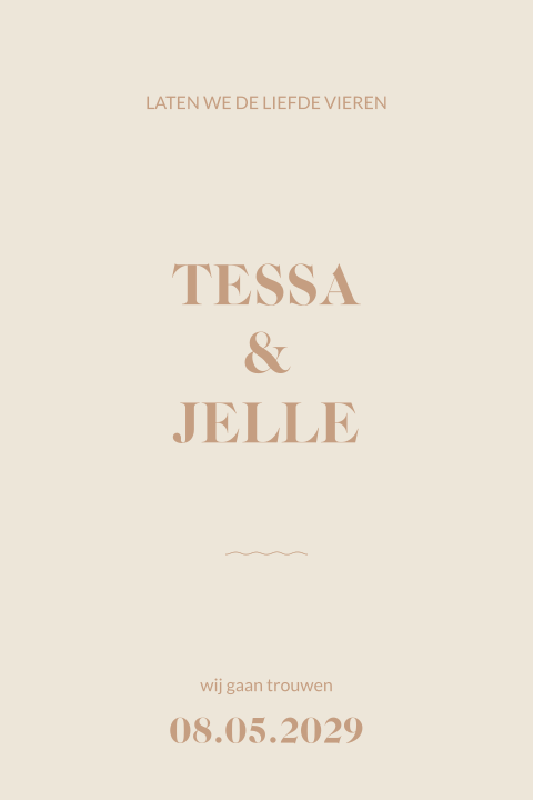 Minimalistische trouwkaart typografisch zand