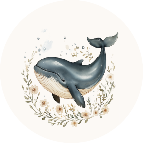 Sluitzegel walvis met bloemen