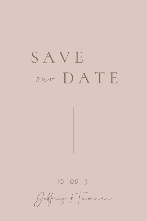 Typografische save the date kaart oudroze
