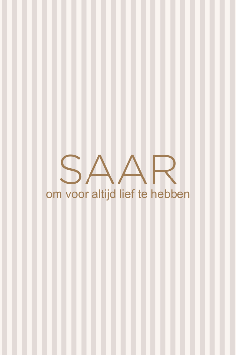 Gestreept geboortekaartje beige met off-white