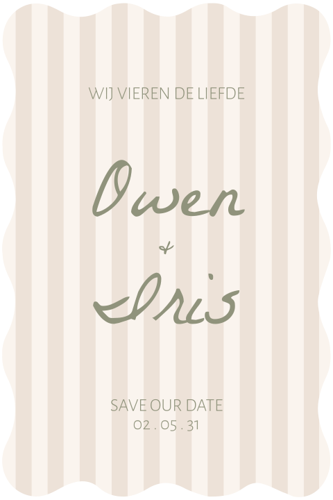 Golvende save the date kaart met zand streep