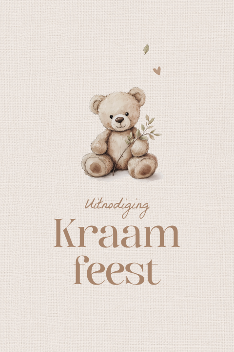 Kraamfeest kaartje met beertje en linnenlook