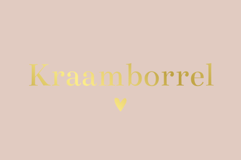 Kraamfeest kaartje oudroze met goudfolie en hartje