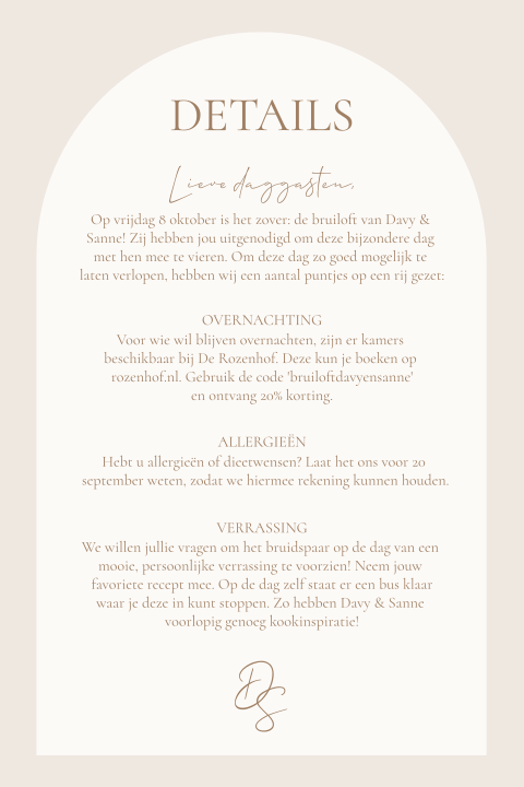 Beige kaart met details in boogvorm
