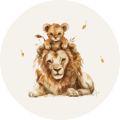 Sluitsticker leeuw met welpje