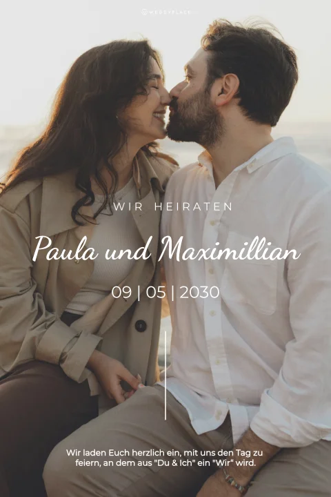 Hochzeiteinladung mit simplem Foto-Design - Minimalistic Bliss