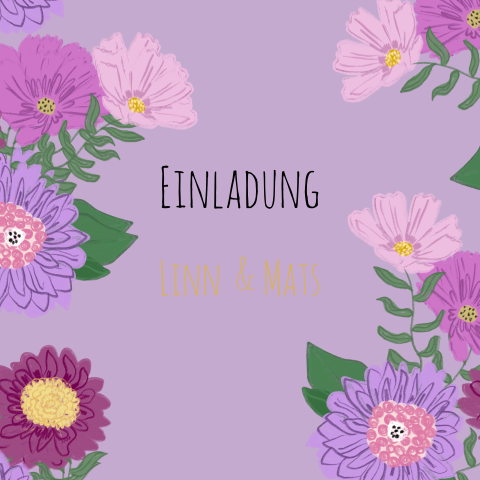 Hochzeitseinladung mit lila Blumen - Vivid Flowers