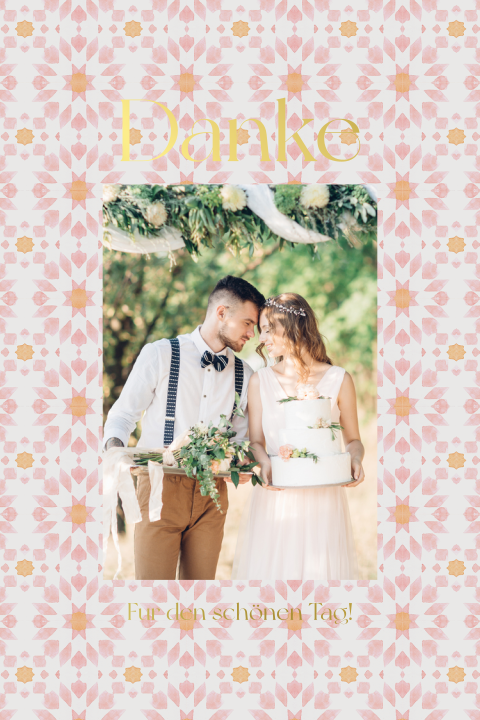 Dankeskarte mit Foto und Boho-Muster - La Dolce Vita
