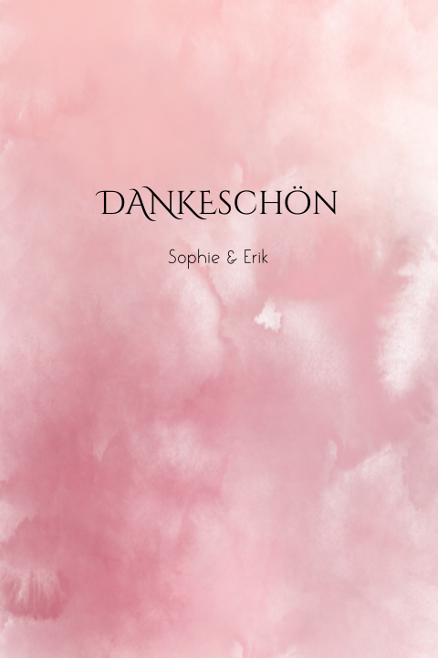 Dankeskarte mit Aquarellverlauf in rosa - Rose Blush
