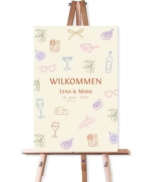 Willkommensschild Gezeichnete Feigen - Sommer & Genuss