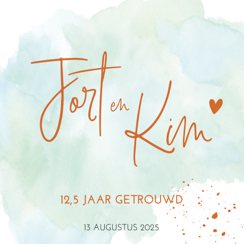 Jubileumkaart mint watercolor 12,5 jaar samen