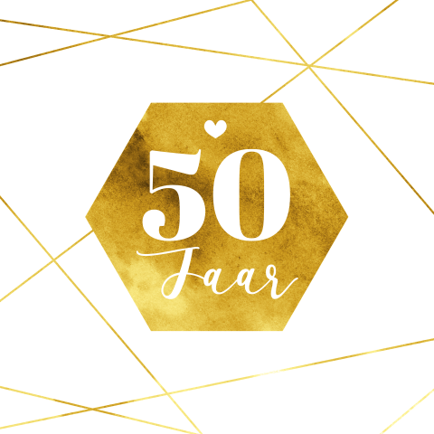 Uitnodiging 50 jaar met geometrische lijnen