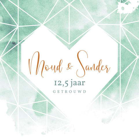 Jubileumkaart met groene watercolor voor 12,5 jaar