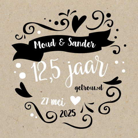 Jubileumkaart met kraft achtergrond voor 12,5 jaar