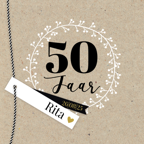 Uitnodiging 50 jaar met kraft look