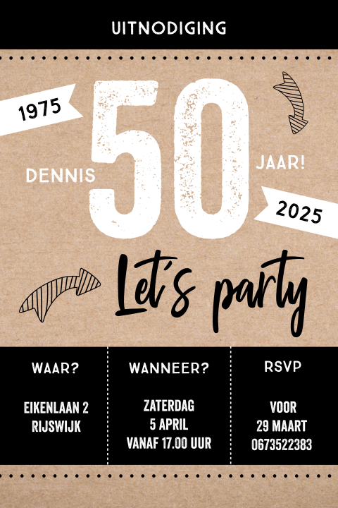 Uitnodiging 50 jaar met rondhoeken