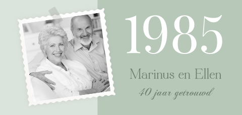 Enkele lange jubileumkaart voor 40 jaar met eigen foto