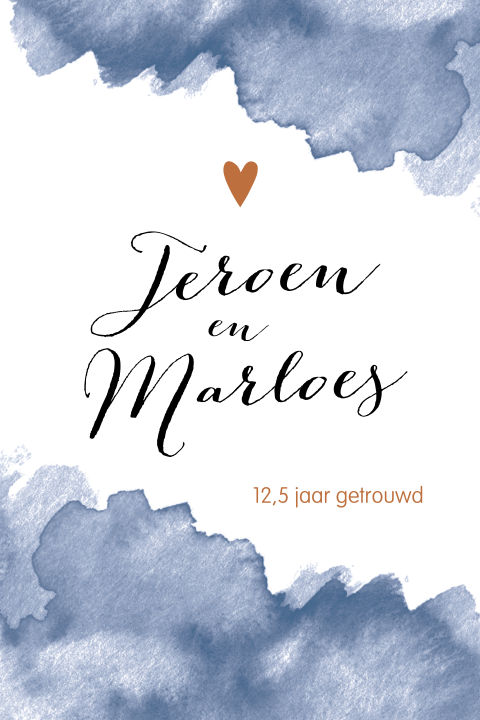 Jubileumkaart met blauw watercolor voor 12,5 jaar