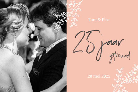 Enkele jubileumkaart voor 25 jaar met eigen foto