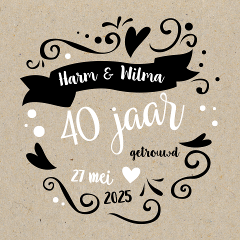 Jubileumkaart met kraft achtergrond voor 40 jaar
