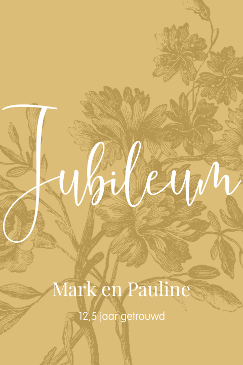 Jubileumkaart met bloementekening voor 12,5 jarig jubileum