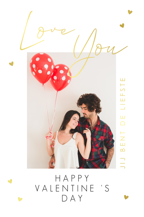 Valentijnskaart met foto en goudfolie