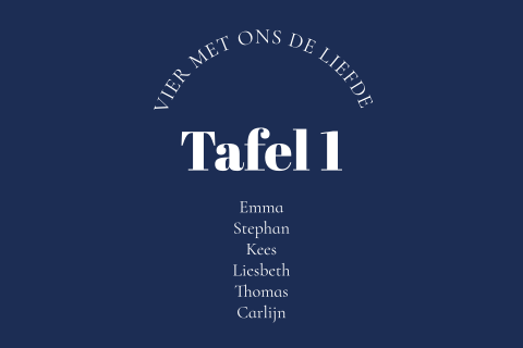 Tafelkaart huwelijk blauw