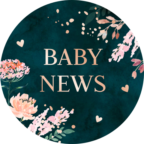 Sluitsticker "Baby news" bloemen rosegoudfolie | 25 stuks