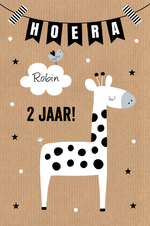 Verjaardagskaart kind met giraffe kraftlook