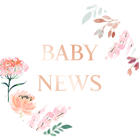 Sluitsticker "Baby news" bloemen goudfolie | 25 stuks