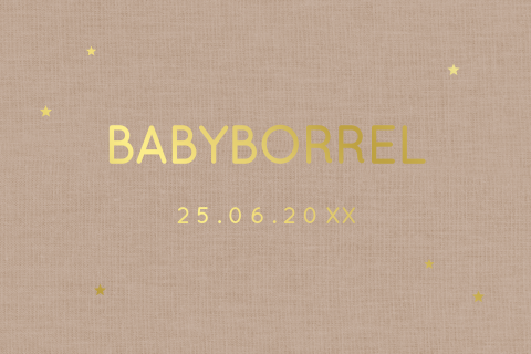 Babyborrelkaartje beige linnenlook goudfolie