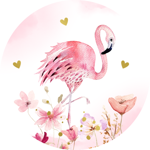 Sluitstickers flamingo roze goudfolie | 25 stuks