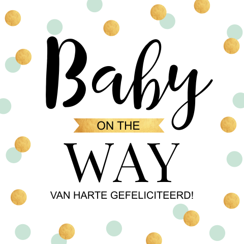 Felicitatie kaart zwangerschap confetti dots goudlook