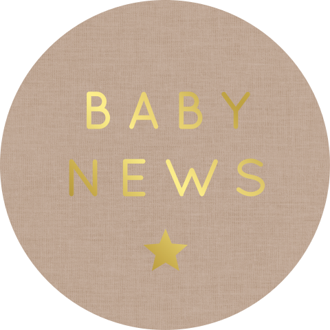 Sluitstickers beige baby news goudfolie
