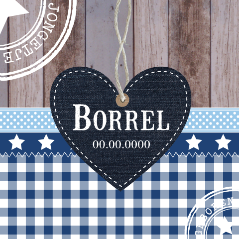 Kraamborrelkaart hart hout