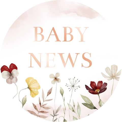 Sluitsticker "Baby news' wilde bloemen rosegoudfolie | 25 stuks