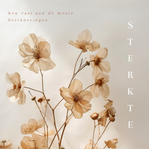 Condoleancekaart droogbloemen beige