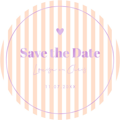 Save the Date kaart rond strepen roze paars hoogglans