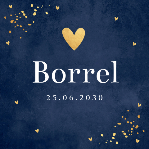 Kraamborrel uitnodiging jongen confetti goudlook