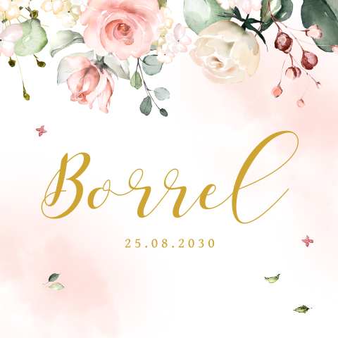 Kraamborrelkaart waterverf bloemen