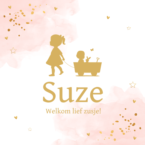 Geboortekaartje silhouet waterverf