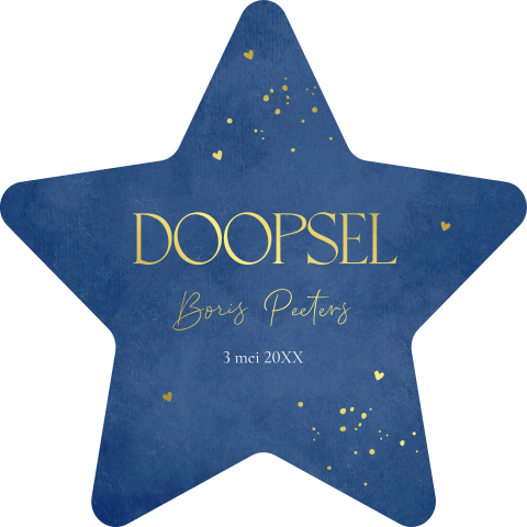 Doop uitnodiging jongen blauw ster goudfolie