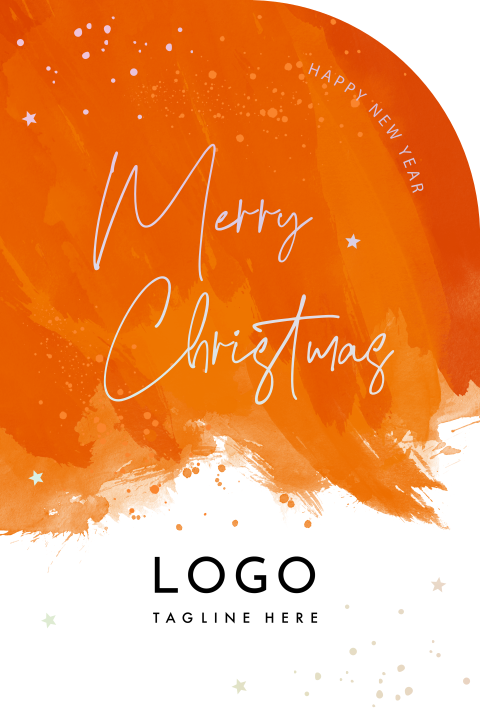 Zakelijke kerstkaart boog vorm oranje watercolor logo goudfolie