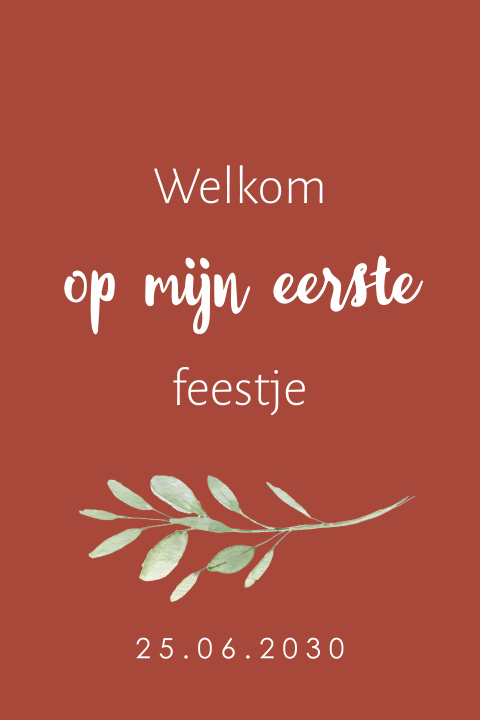 Geboortelabel waterverf takje