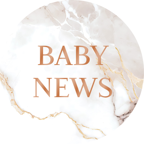Sluitsticker "baby news" marmerlook hoogglans | 25 stuks