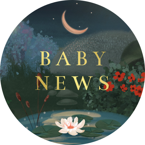 Sluitsticker "baby news" sprookje goudfolie | 25 stuks