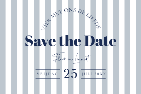 Save the Date kaart blauw strepen modern