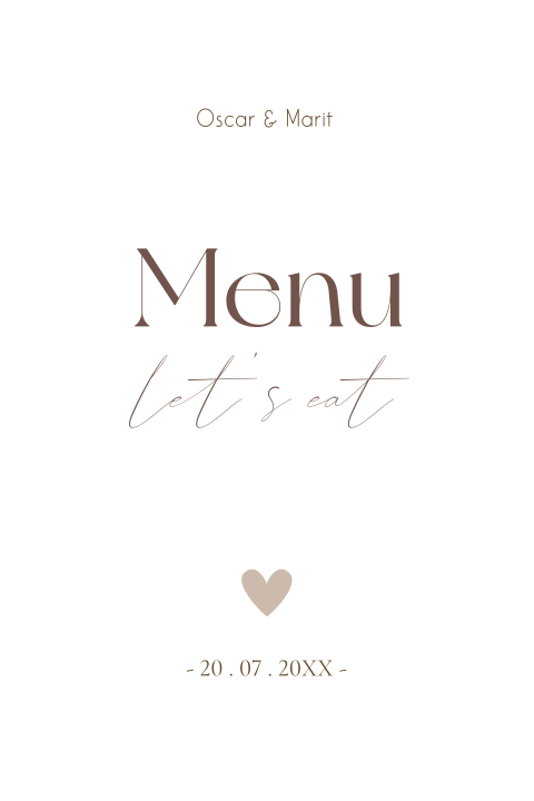 Menukaart huwelijk wit modern typografie